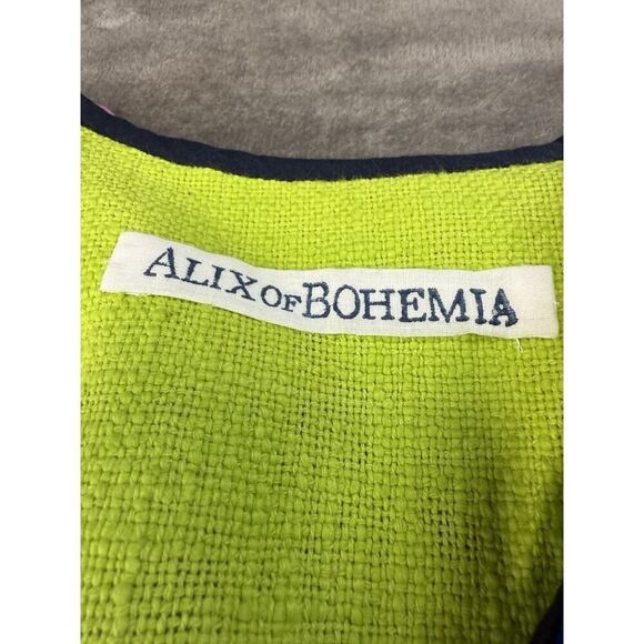 Alix of Bohemia Chartreuse Braided Trim Boho Jacket Green Cotton Small - Picture 15 of 16